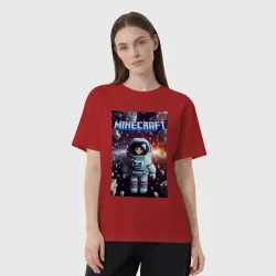 Женская футболка хлопок Oversize Брюнетка в космосе - Майнкрафт фантазия - фото 2