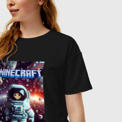 Женская футболка хлопок Oversize Брюнетка в космосе - Майнкрафт фантазия - фото 2