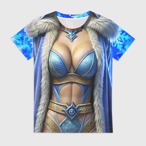 Женская футболка 3D Снегурочка - праздничный костюм Новый год для косплея