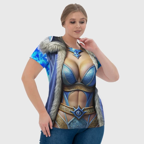 Женская футболка 3D Снегурочка - праздничный костюм Новый год для косплея - фото 6