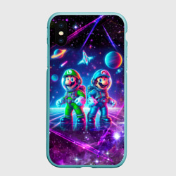 Чехол для iPhone XS Max матовый Космонавты Марио и Луиджи покоряют космос - нейроарт