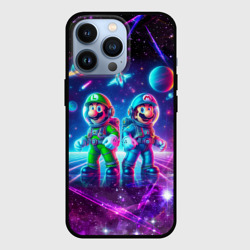 Чехол для iPhone 13 Pro Космонавты Марио и Луиджи покоряют космос - нейроарт