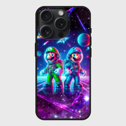 Чехол силиконовый для Apple iPhone 15 Pro матовый Космонавты Марио и Луиджи покоряют космос - нейроарт