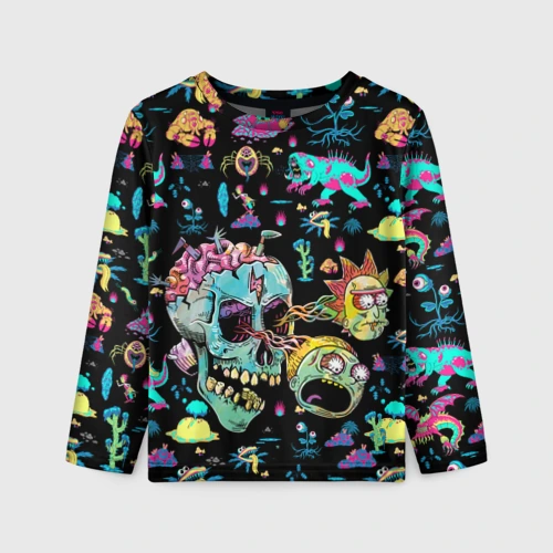 Детский лонгслив 3D Monsters Rick and Morty