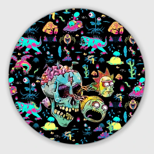Круглый коврик для мышки Monsters Rick and Morty