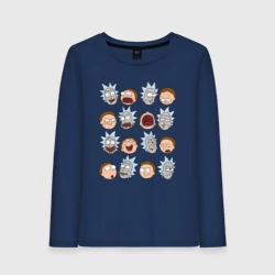 Женский лонгслив хлопок Rick and Morty's faces