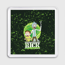 Магнит 55*55 Rick and Morty from the portal