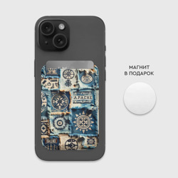 Картхолдер Magsafe магнитный Символы Апачи на пэчворк дениме  - фото 2