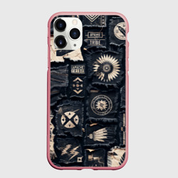 Чехол для iPhone 11 Pro Max матовый Знаки Апачи на пэчворк дениме