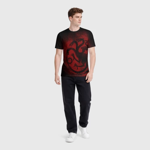 Мужская футболка 3D с принтом Targaryen house Game of Thrones, вид сбоку #3