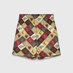 Детские спортивные шорты 3D Лого домов Игра престолов паттерн