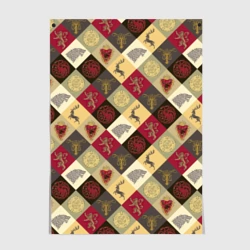 Постер Лого домов Игра престолов паттерн