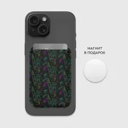 Картхолдер Magsafe магнитный Неоновый саксофон и музыкальные ноты - фото 2