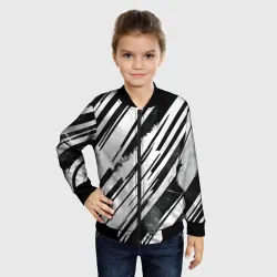 Детский бомбер 3D Платиновые и черные полосы - фото 2