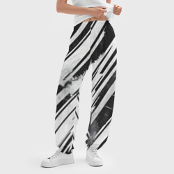 Женские джоггеры оверсайз 3D Платиновые и черные полосы - фото 2