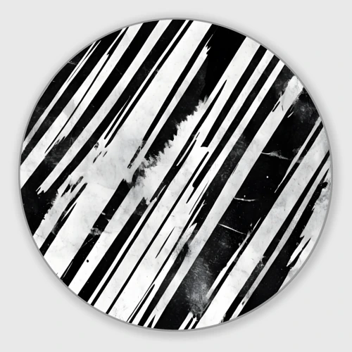 Круглый коврик для мышки Платиновые и черные полосы