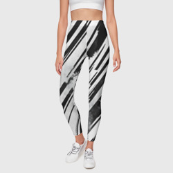 Леггинсы 3D Платиновые и черные полосы - фото 2
