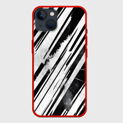 Чехол для iPhone 14 Платиновые и черные полосы