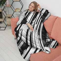 Плед с рукавами Платиновые и черные полосы - фото 2