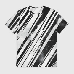 Мужская футболка 3D Платиновые и черные полосы