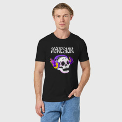 Мужская футболка хлопок Maneskin - неоновый череп - фото 2
