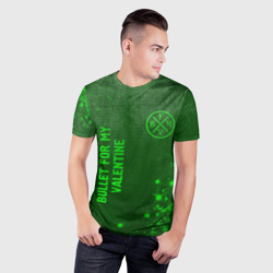 Мужская футболка 3D Slim Bullet For My Valentine - green gradient вертикально - фото 2