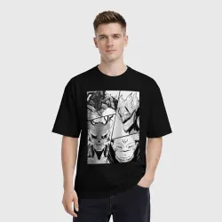 Мужская футболка хлопок Oversize Дандадан Кэн Такакура Дэндзи коллаж - фото 2