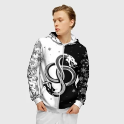 Мужская толстовка 3D на молнии Инь янь - змеи - фото 2