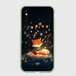 Чехол для iPhone XS Max матовый Лисенок в лесу