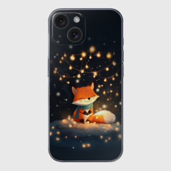 Чехол для iPhone 15 силиконовый с защитой камеры Лисенок в лесу