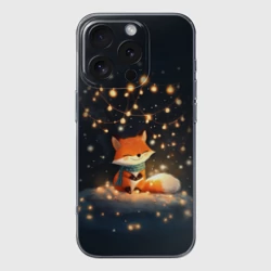 Чехол для iPhone 16 Pro Max силиконовый с защитой камеры Лисенок в лесу
