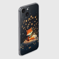 Чехол для iPhone 15 силиконовый с защитой камеры Лисенок в лесу - фото 2