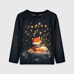 Детский лонгслив 3D Лисенок в лесу