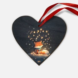 Деревянная игрушка Сердце Лисенок в лесу