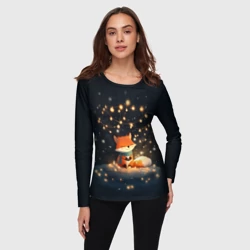 Женский лонгслив 3D Лисенок в лесу - фото 2