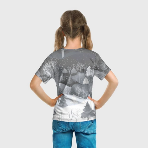 Детская футболка 3D Олень с кофе в лесу - фото 6