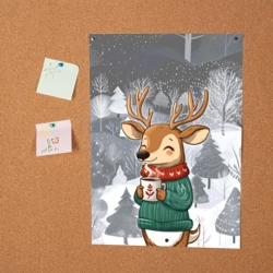 Постер Олень с кофе в лесу - фото 2