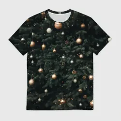 Мужская футболка 3D Паттерн - Новогодняя елка