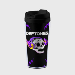 Термокружка-непроливайка Deftones неоновый череп