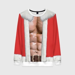 Женский свитшот 3D Накаченный торс Санты