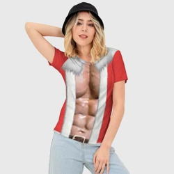 Женская футболка 3D Slim Накаченный торс Санты - фото 2