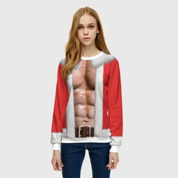 Женский свитшот 3D Накаченный торс Санты - фото 2