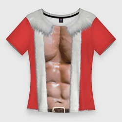 Женская футболка 3D Slim Накаченный торс Санты