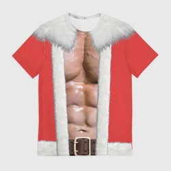Мужская футболка 3D Накаченный торс Санты