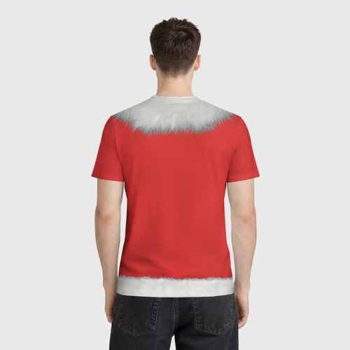 Мужская футболка 3D с принтом Накаченный торс Санты, вид сзади #2