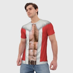 Мужская футболка 3D Накаченный торс Санты - фото 2