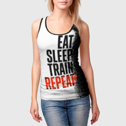 Женская майка 3D Eat sleep train repeat  - фото 2