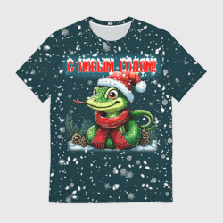 Мужская футболка 3D С новым годом змеи