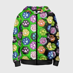 Детская толстовка 3D на молнии Паттерн лапка слайм