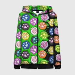 Женская толстовка 3D на молнии Паттерн лапка слайм